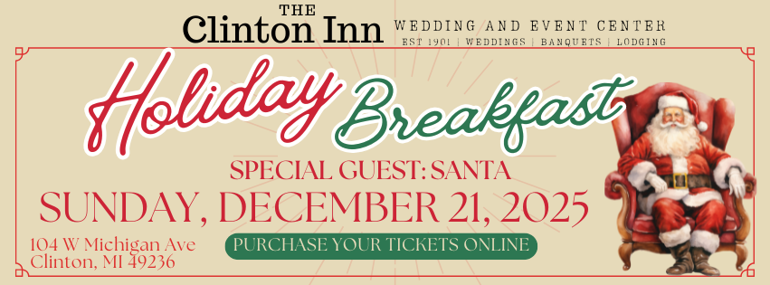 Holiday Breakfast with santa december 21 - open seating breakfast buffet style- 11am - 12pm