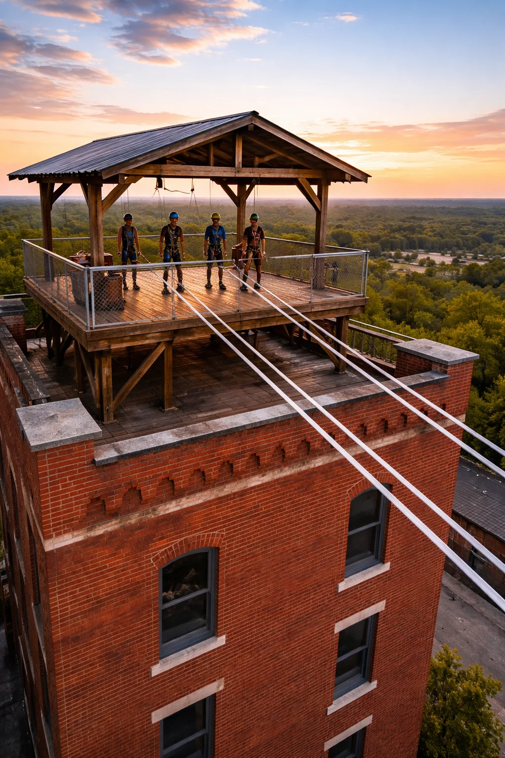 Zipline adventure at sunset